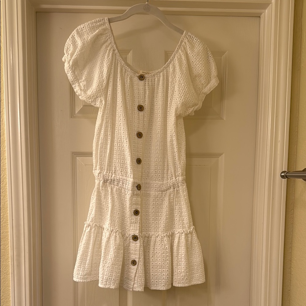 Eberjey Elsie Portola Tiered Eyelet Mini Dress white/ecru